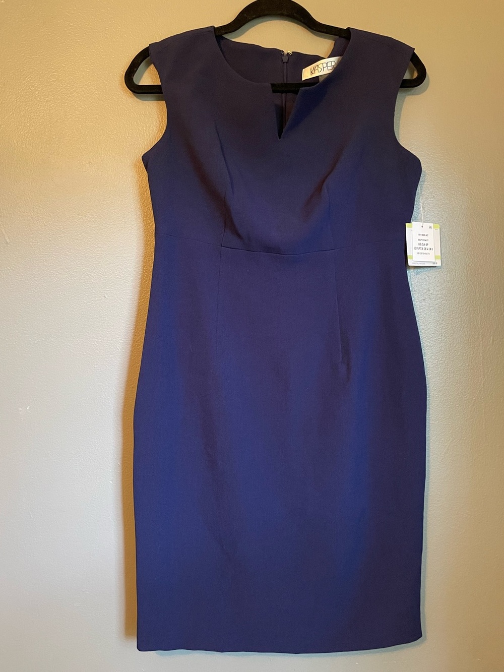 NWT Kasper Sz 4 Petite Women’s Cobalt Blue Sheath Midi Lined Work Dress Ret $89!